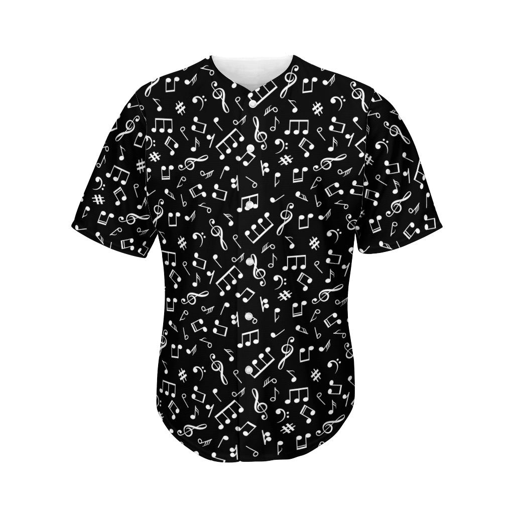 Black And White Music Note Pattern Print Men's Baseball Jersey