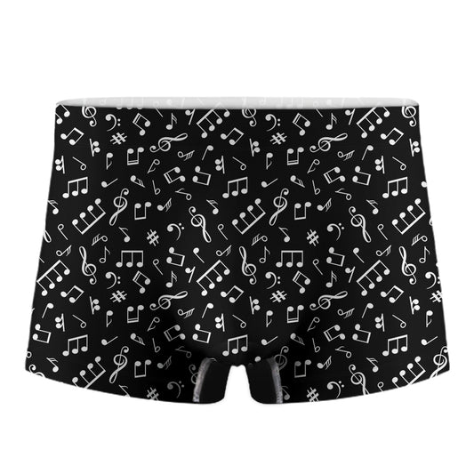 Black And White Music Note Pattern Print Men's Boxer Briefs