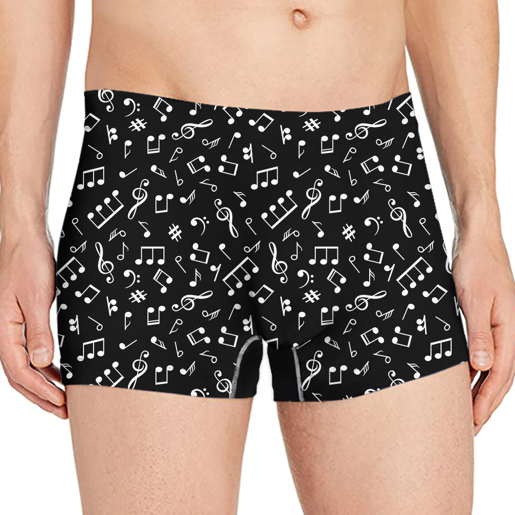 Black And White Music Note Pattern Print Men's Boxer Briefs