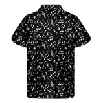Black And White Music Note Pattern Print Men's Short Sleeve Shirt