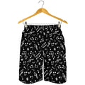 Black And White Music Note Pattern Print Men's Shorts