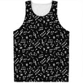 Black And White Music Note Pattern Print Men's Tank Top