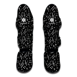 Black And White Music Note Pattern Print Muay Thai Shin Guard