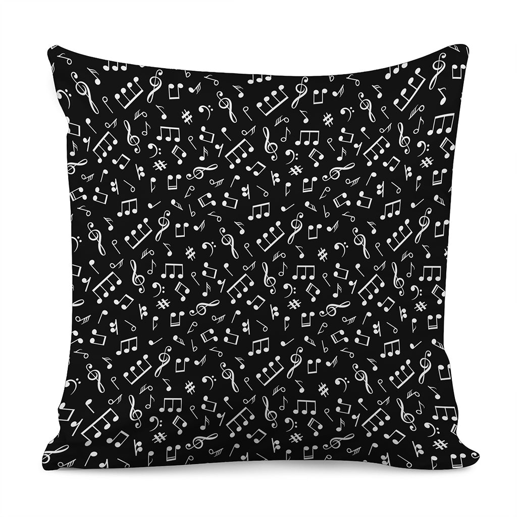 Black And White Music Note Pattern Print Pillow Cover