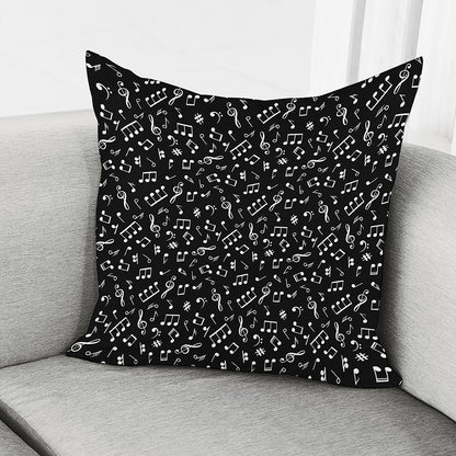 Black And White Music Note Pattern Print Pillow Cover