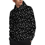 Black And White Music Note Pattern Print Pullover Hoodie