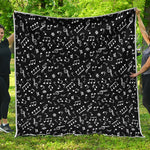 Black And White Music Note Pattern Print Quilt
