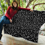 Black And White Music Note Pattern Print Quilt