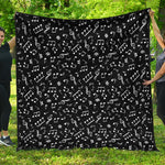 Black And White Music Note Pattern Print Quilt