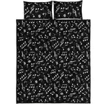 Black And White Music Note Pattern Print Quilt Bed Set