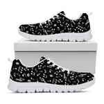 Black And White Music Note Pattern Print White Sneakers
