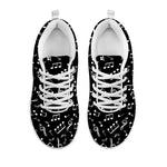 Black And White Music Note Pattern Print White Sneakers