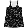 Black And White Music Note Pattern Print Women's Racerback Tank Top