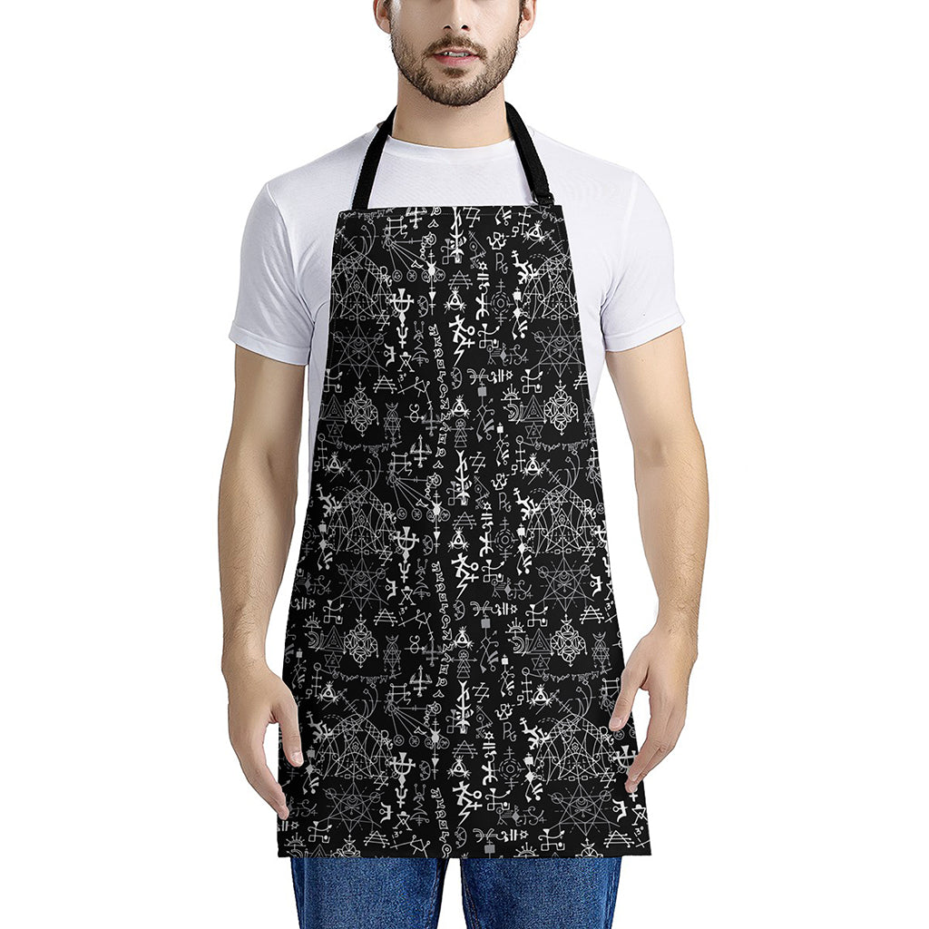 Black And White Mystic Wicca Print Apron