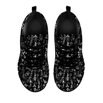 Black And White Mystic Wicca Print Black Sneakers