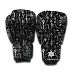 Black And White Mystic Wicca Print Boxing Gloves