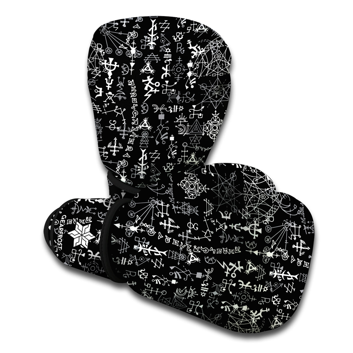 Black And White Mystic Wicca Print Boxing Gloves