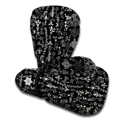 Black And White Mystic Wicca Print Boxing Gloves
