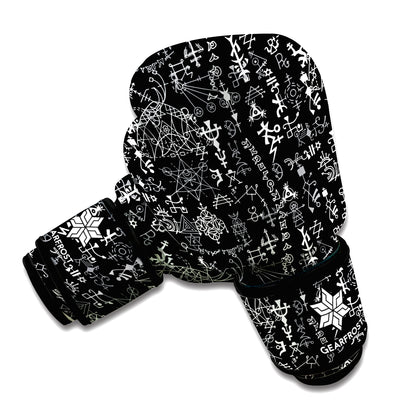 Black And White Mystic Wicca Print Boxing Gloves