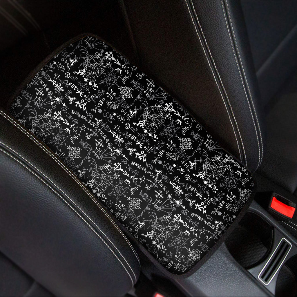 Black And White Mystic Wicca Print Car Center Console Cover