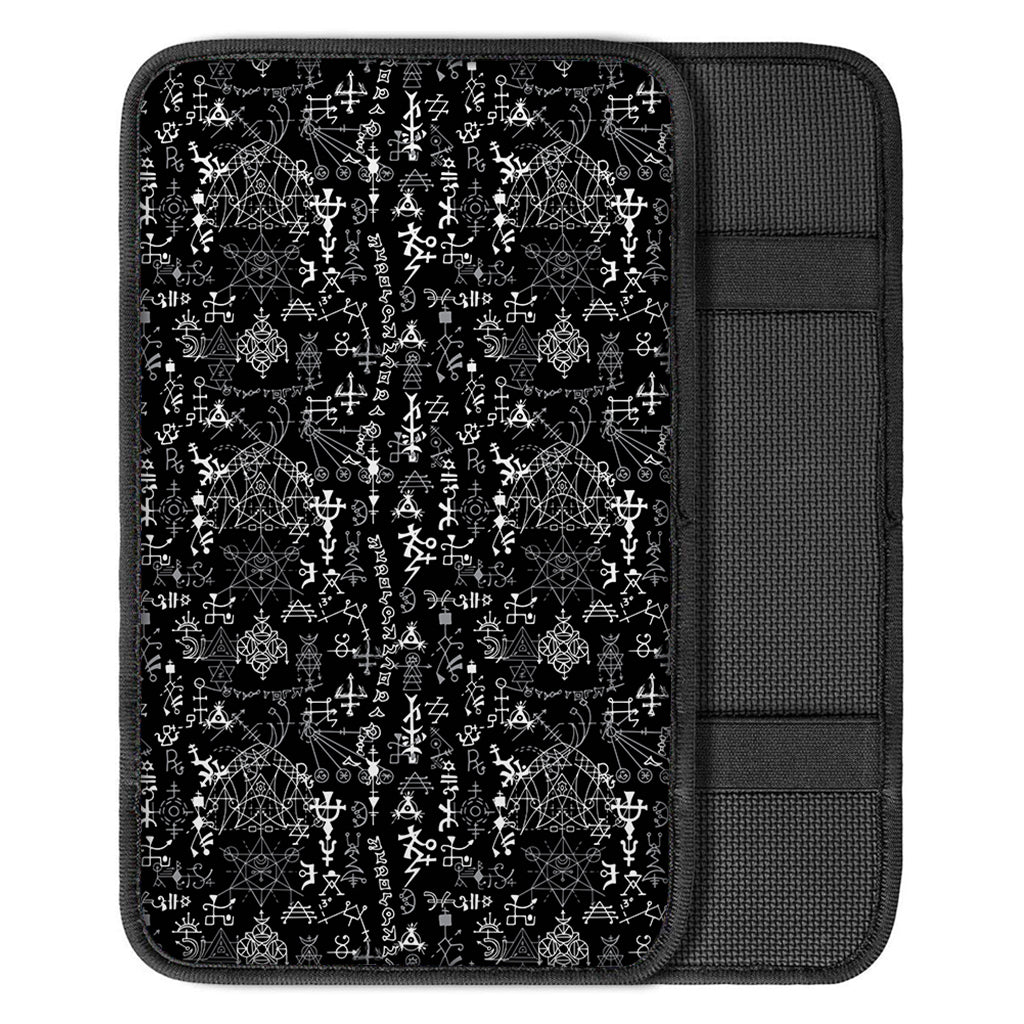 Black And White Mystic Wicca Print Car Center Console Cover
