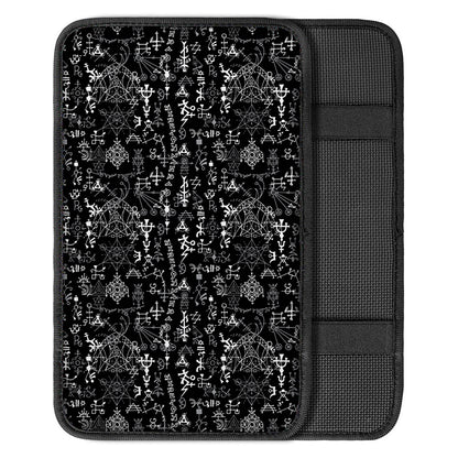 Black And White Mystic Wicca Print Car Center Console Cover