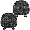 Black And White Mystic Wicca Print Car Headrest Covers