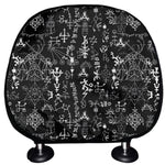 Black And White Mystic Wicca Print Car Headrest Covers