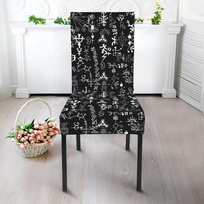 Black And White Mystic Wicca Print Dining Chair Slipcover