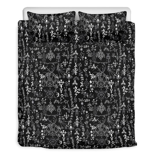 Black And White Mystic Wicca Print Duvet Cover Bedding Set