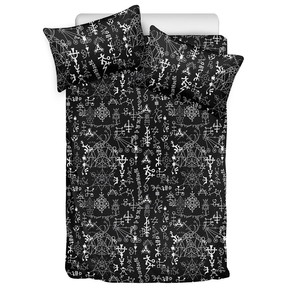 Black And White Mystic Wicca Print Duvet Cover Bedding Set