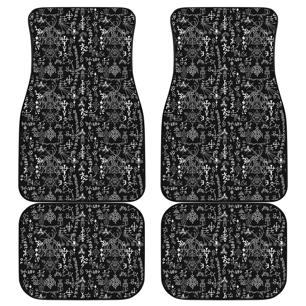 Black And White Mystic Wicca Print Front and Back Car Floor Mats