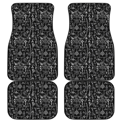 Black And White Mystic Wicca Print Front and Back Car Floor Mats