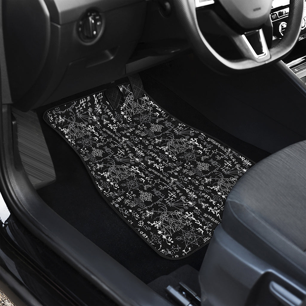 Black And White Mystic Wicca Print Front and Back Car Floor Mats