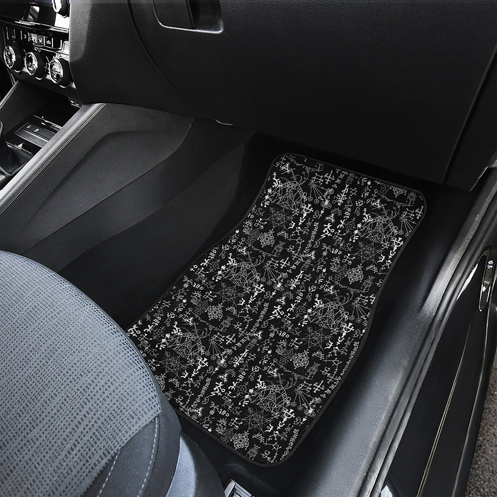 Black And White Mystic Wicca Print Front Car Floor Mats
