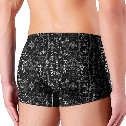 Black And White Mystic Wicca Print Men's Boxer Briefs