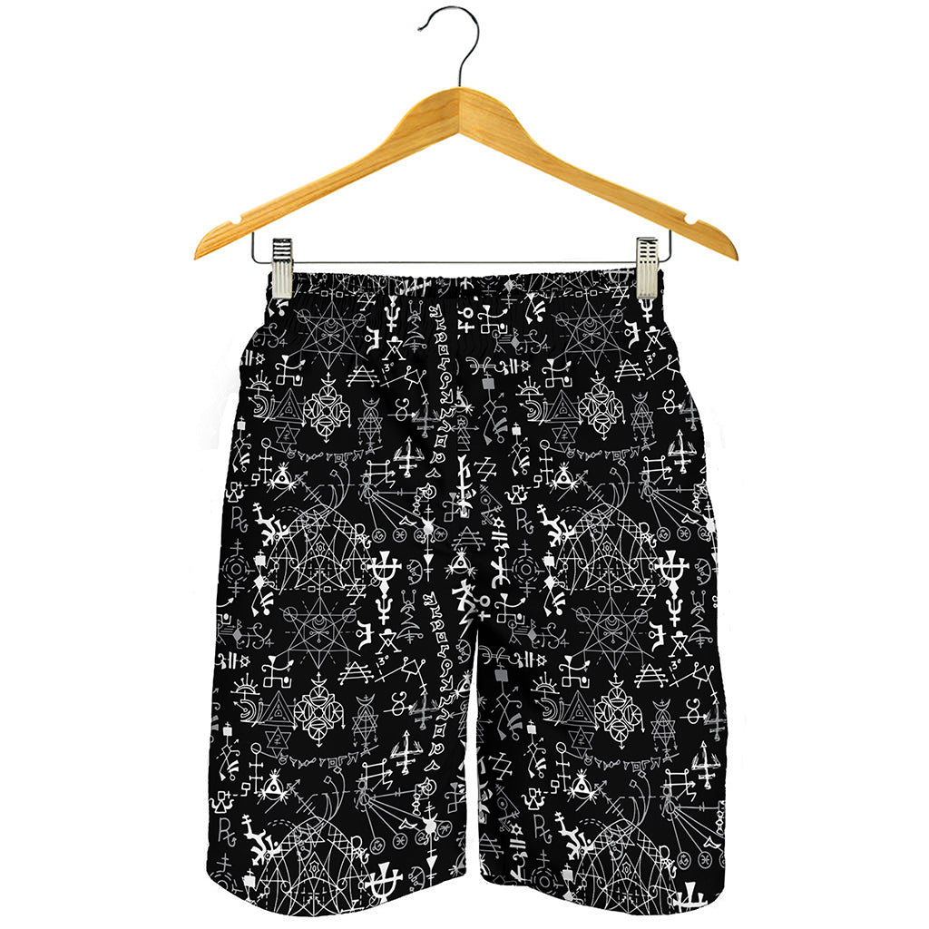 Black And White Mystic Wicca Print Men's Shorts