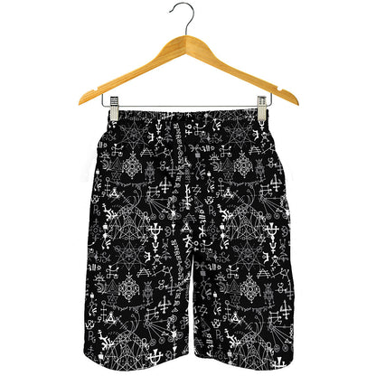 Black And White Mystic Wicca Print Men's Shorts