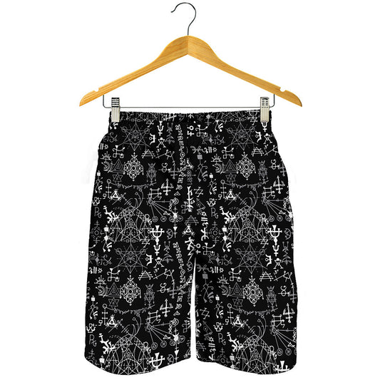 Black And White Mystic Wicca Print Men's Shorts