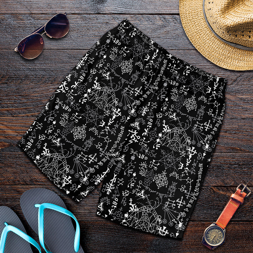 Black And White Mystic Wicca Print Men's Shorts
