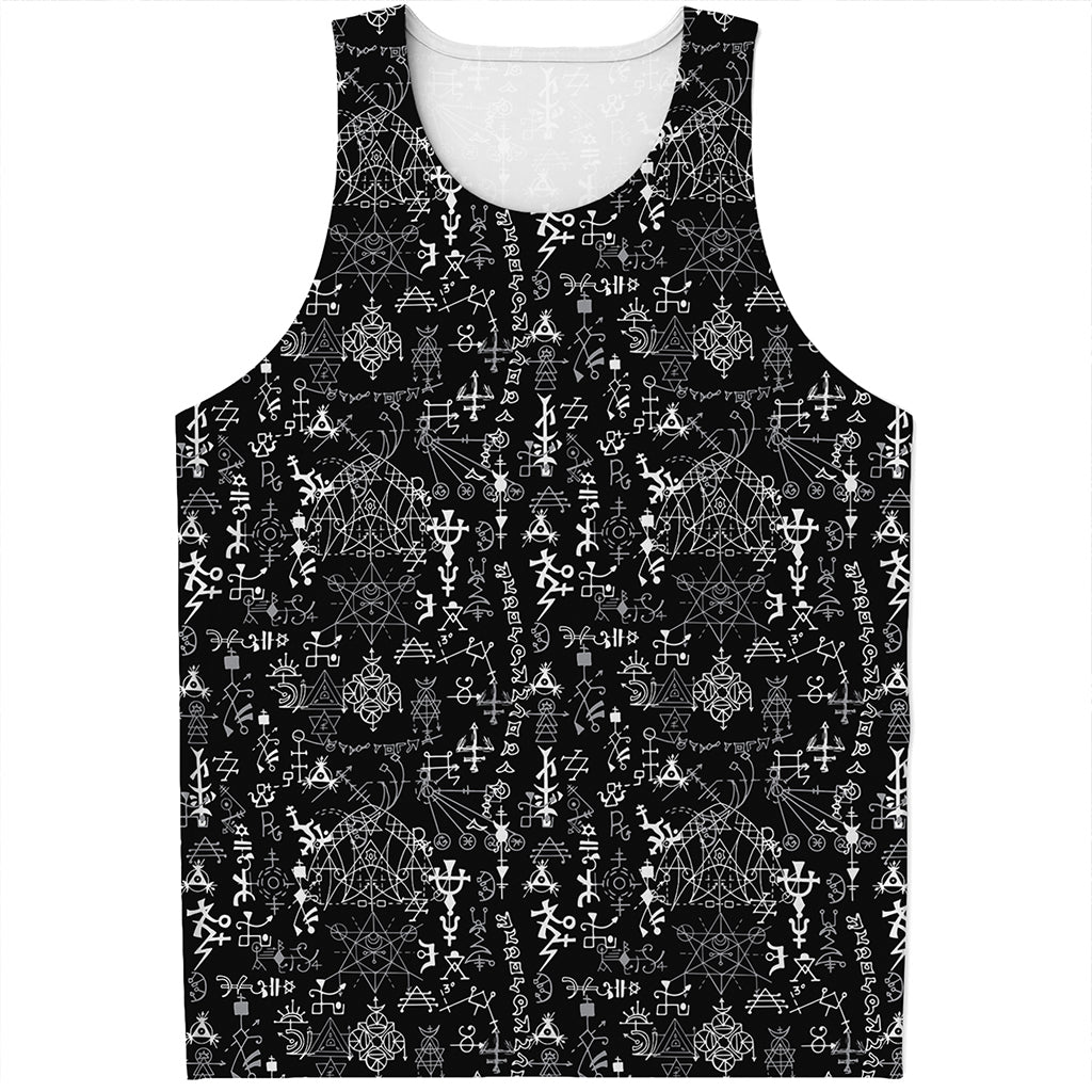 Black And White Mystic Wicca Print Men's Tank Top