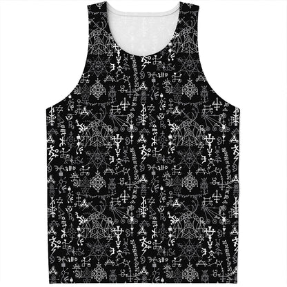 Black And White Mystic Wicca Print Men's Tank Top