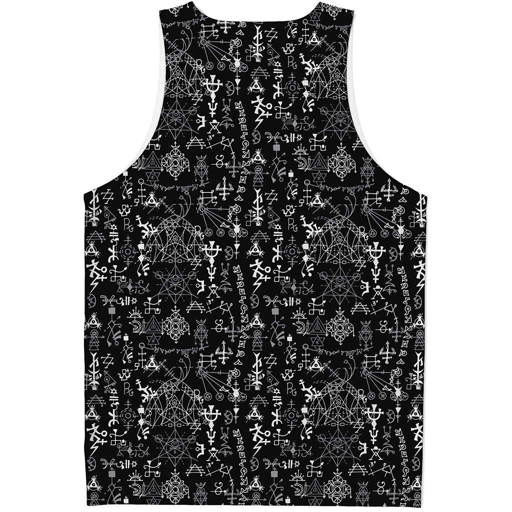 Black And White Mystic Wicca Print Men's Tank Top