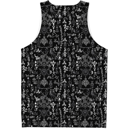 Black And White Mystic Wicca Print Men's Tank Top