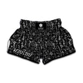 Black And White Mystic Wicca Print Muay Thai Boxing Shorts