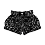 Black And White Mystic Wicca Print Muay Thai Boxing Shorts