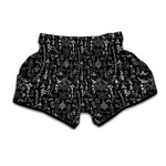 Black And White Mystic Wicca Print Muay Thai Boxing Shorts