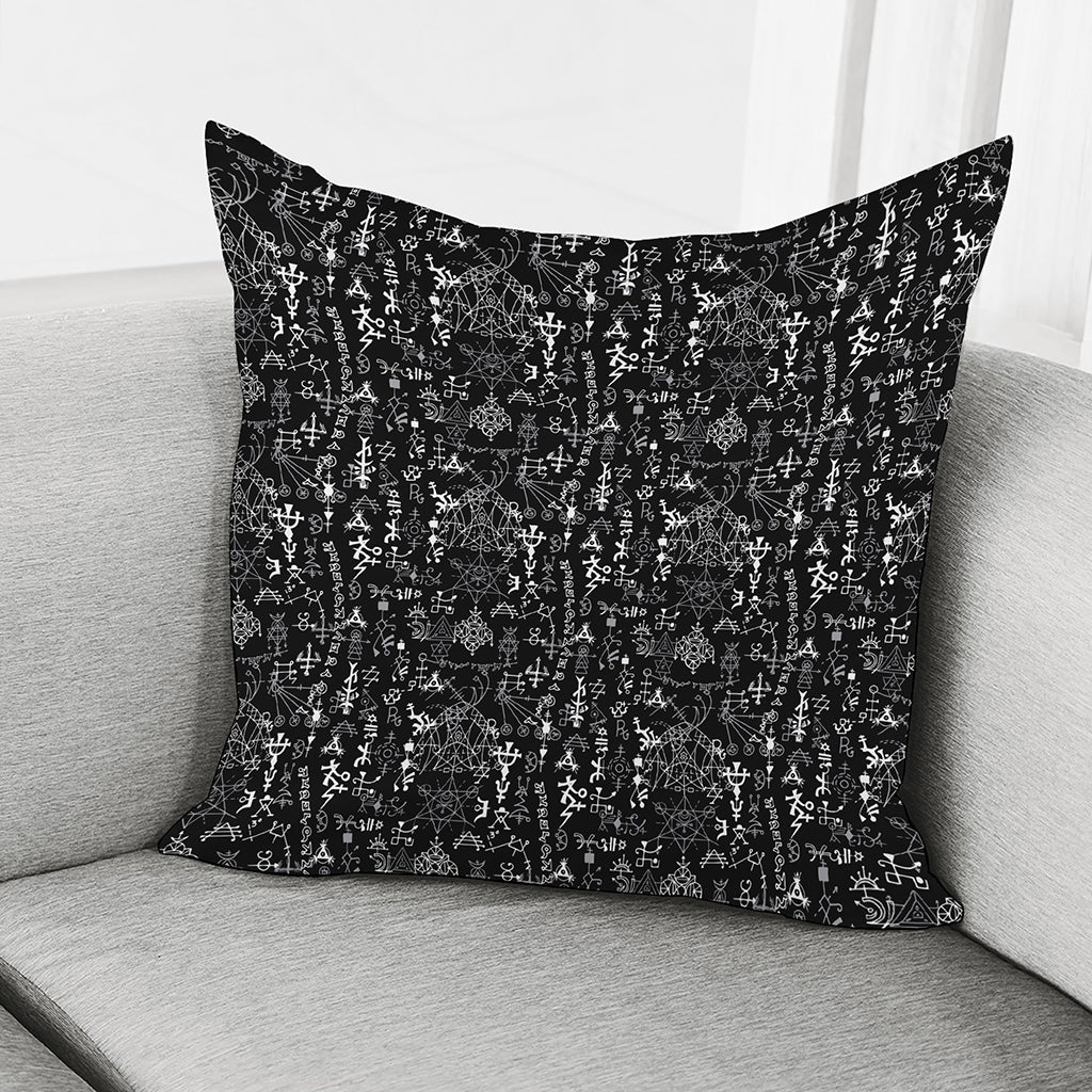 Black And White Mystic Wicca Print Pillow Cover
