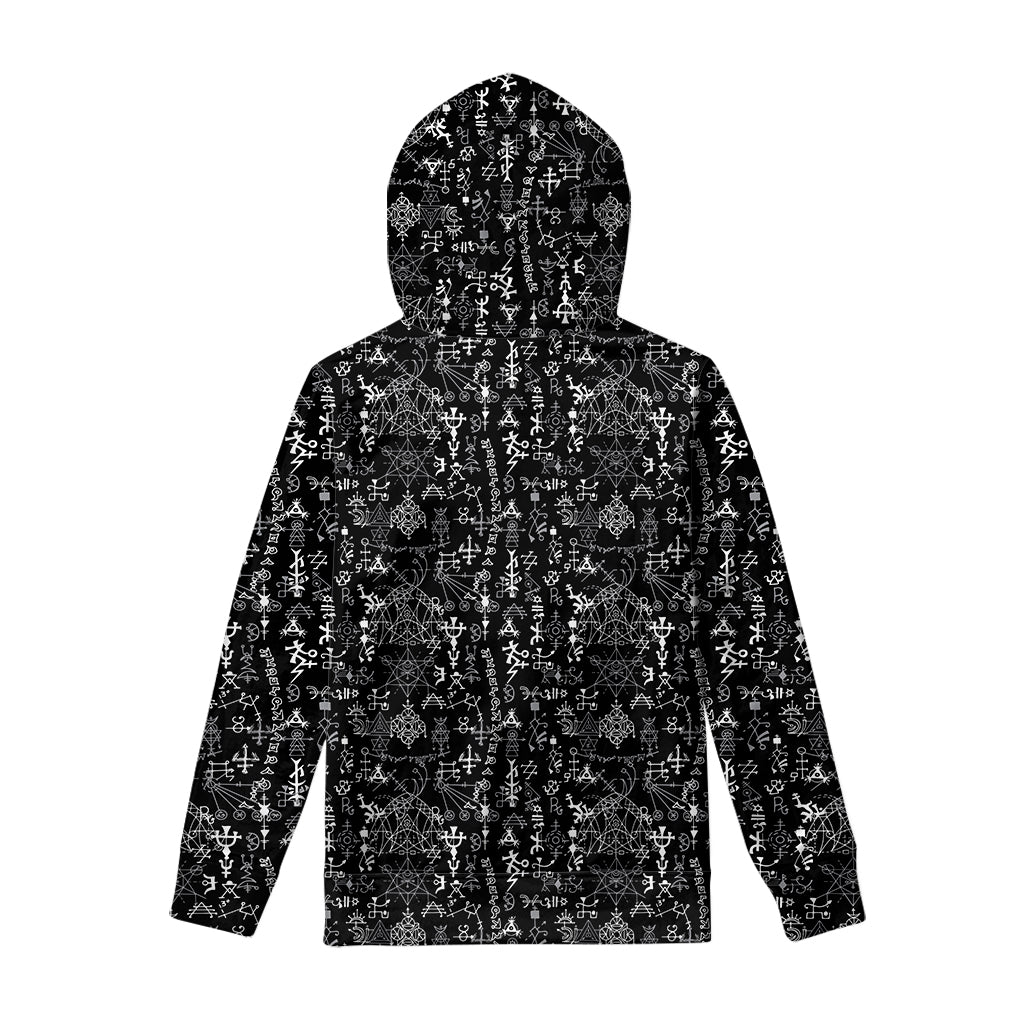Black And White Mystic Wicca Print Pullover Hoodie