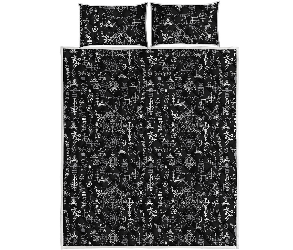 Black And White Mystic Wicca Print Quilt Bed Set